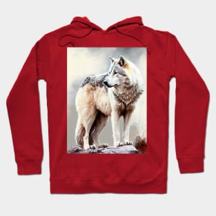 Arctic Gray Wolf - Watercolor Paint Hoodie